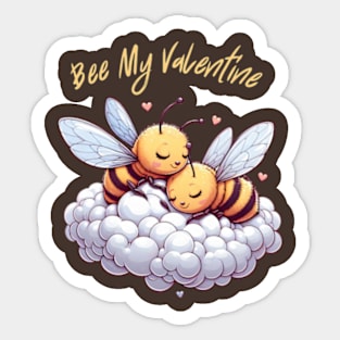 couple of bees embracing on a cloud, Bee My Valentine Sticker